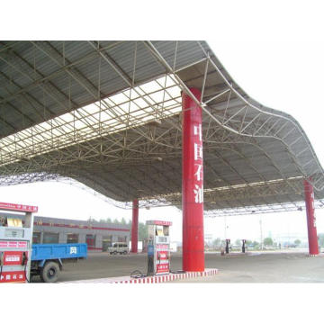 Estrutura de aço pré-fabricada estrutura de espaço para posto de gasolina